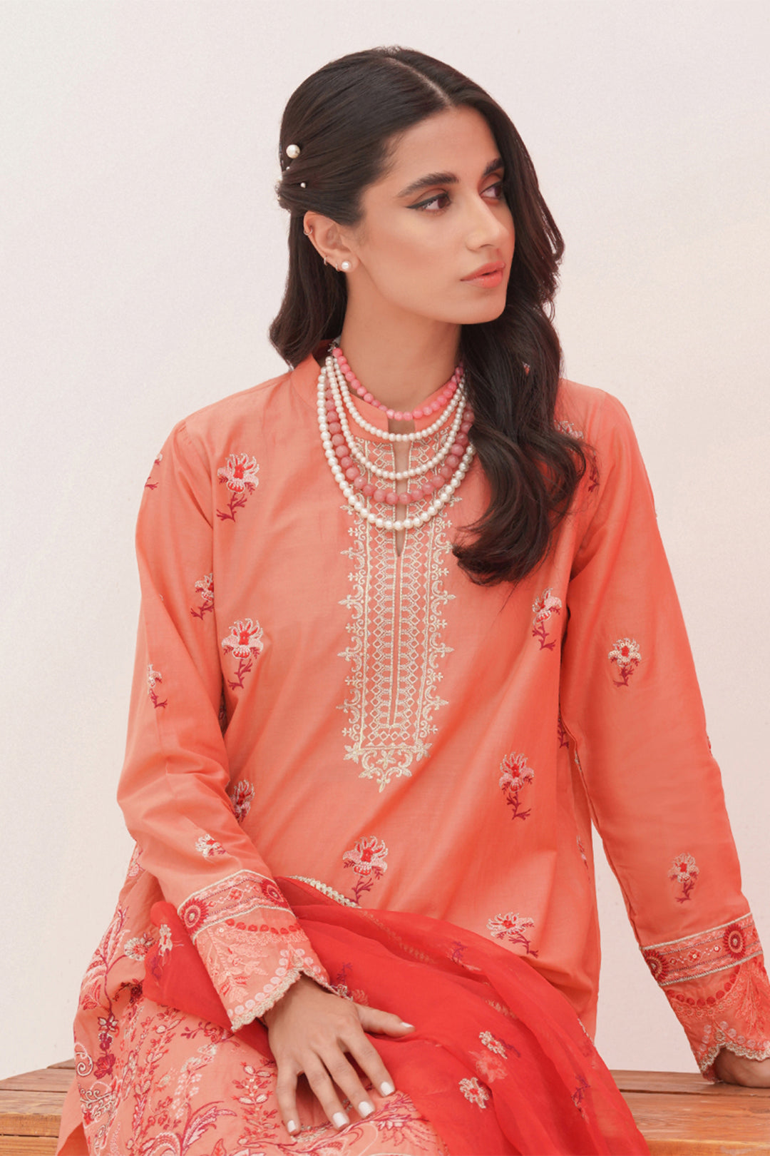 Zellbury | Unstitched 3 Piece Lawn | Embroidered Shirt Shalwar Dupatta - 0365 Default Title