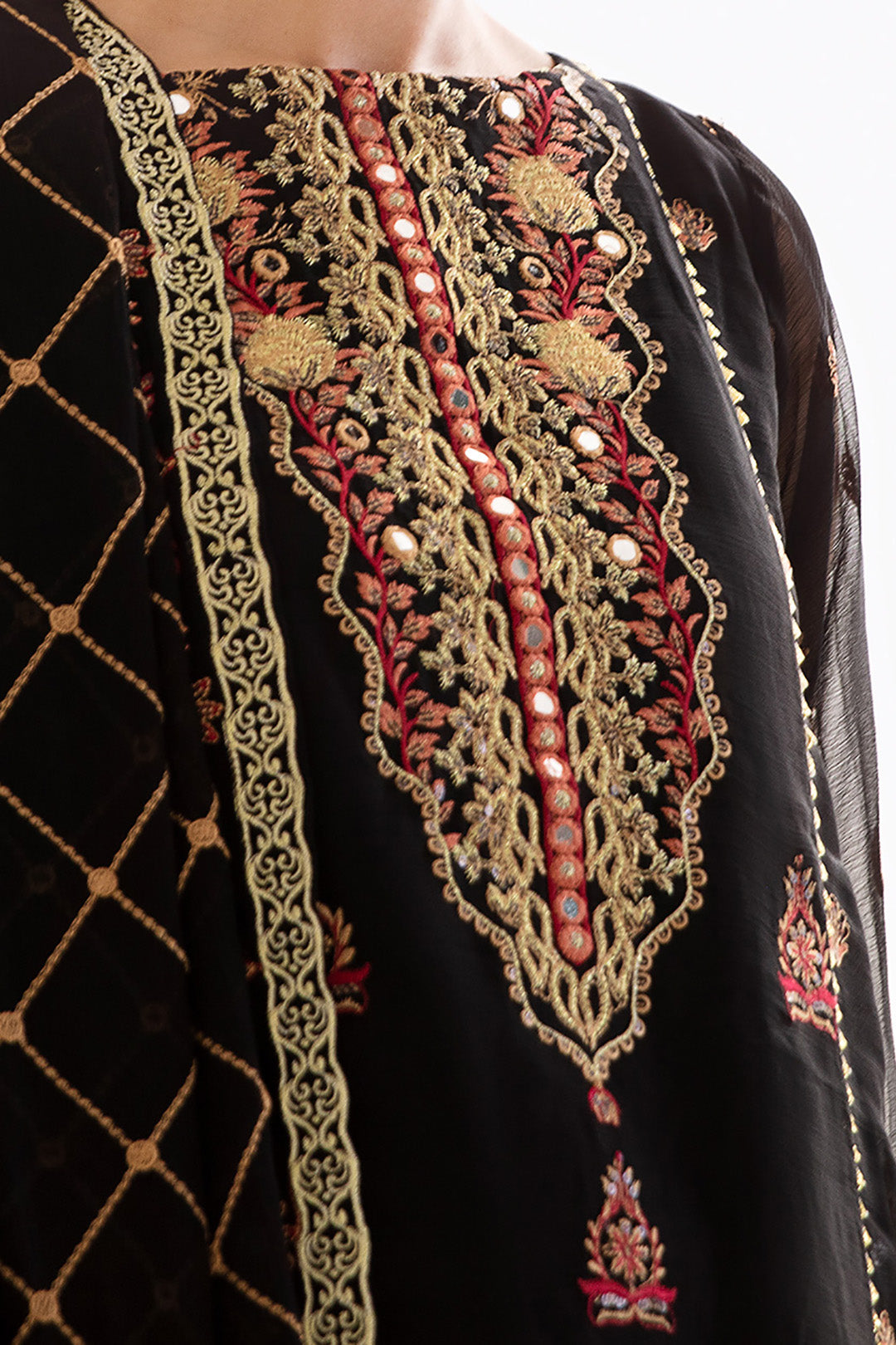 Zellbury | Unstitched 3 Piece Chiffon | Embroidered Shirt Shalwar Dupatta - 0293