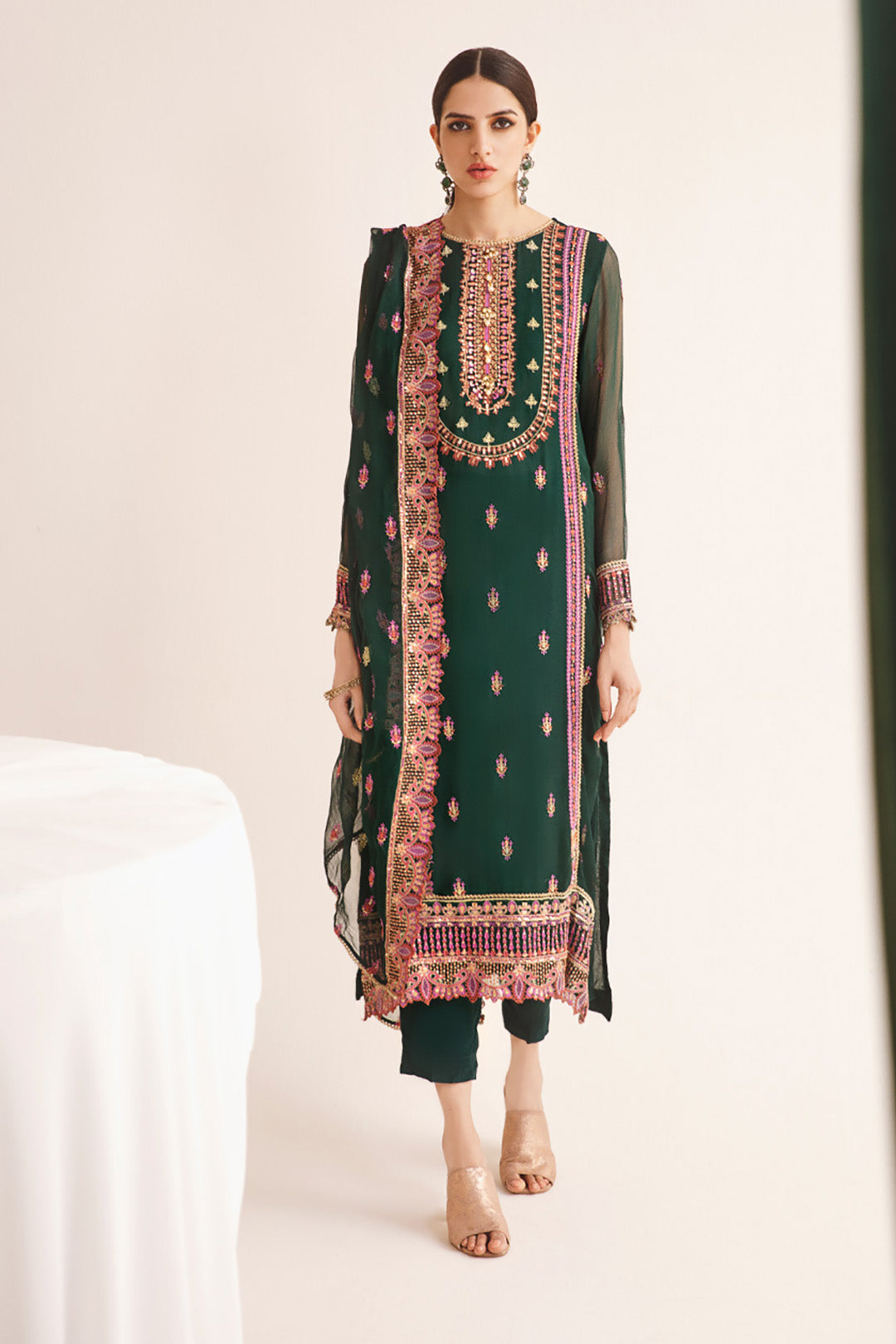 Zellbury | Unstitched 3 Piece | Embroidered Shirt Shalwar Dupatta - 0294