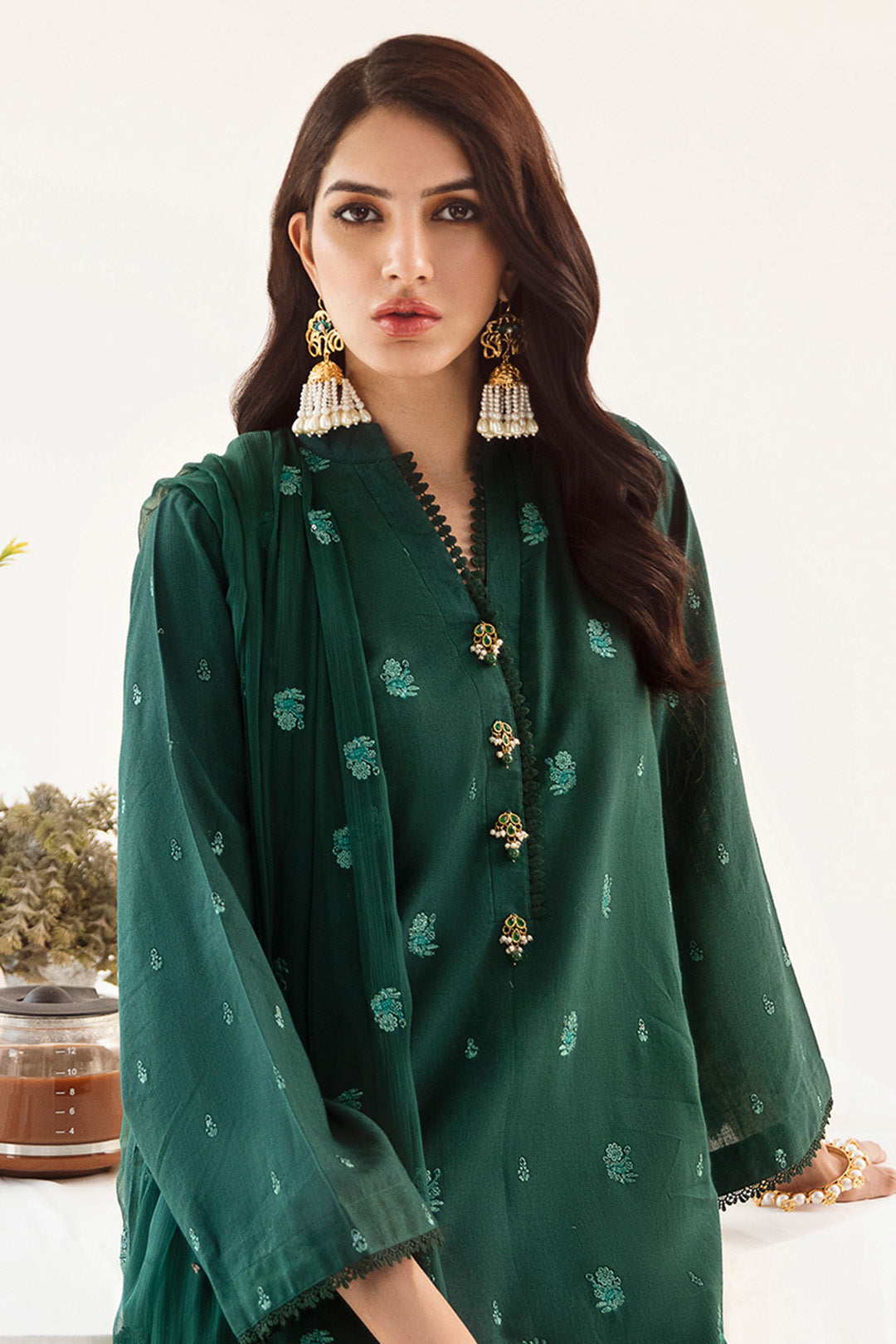Zellbury | Unstitched 3 Piece Khaddar | Embroidered Shirt Shalwar Dupatta - 0302 Default Title