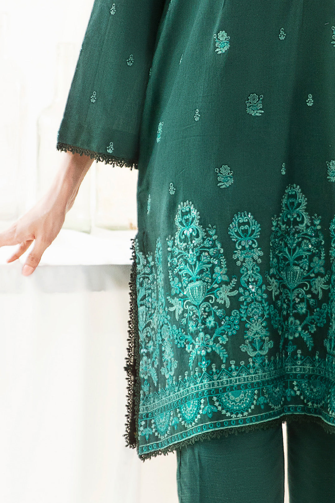 Zellbury | Unstitched 3 Piece Khaddar | Embroidered Shirt Shalwar Dupatta - 0302