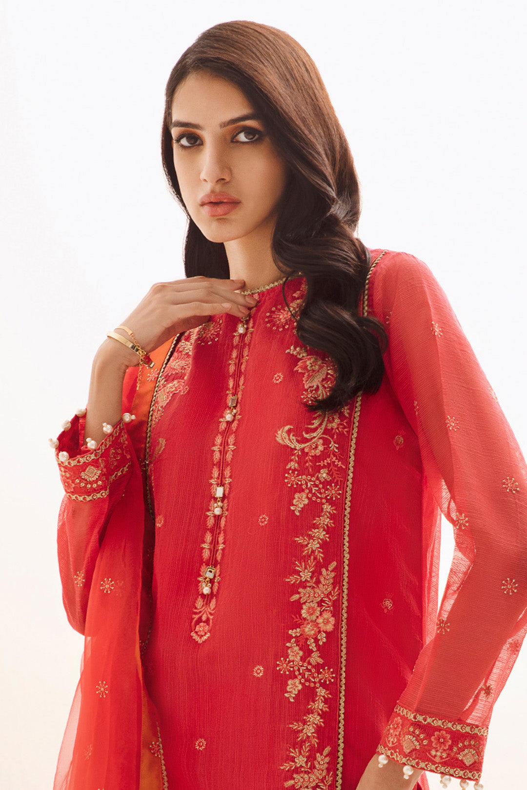 Zellbury | Unstitched 3 Piece Organza | Embroidered Shirt Shalwar Dupatta - 0303 Default Title