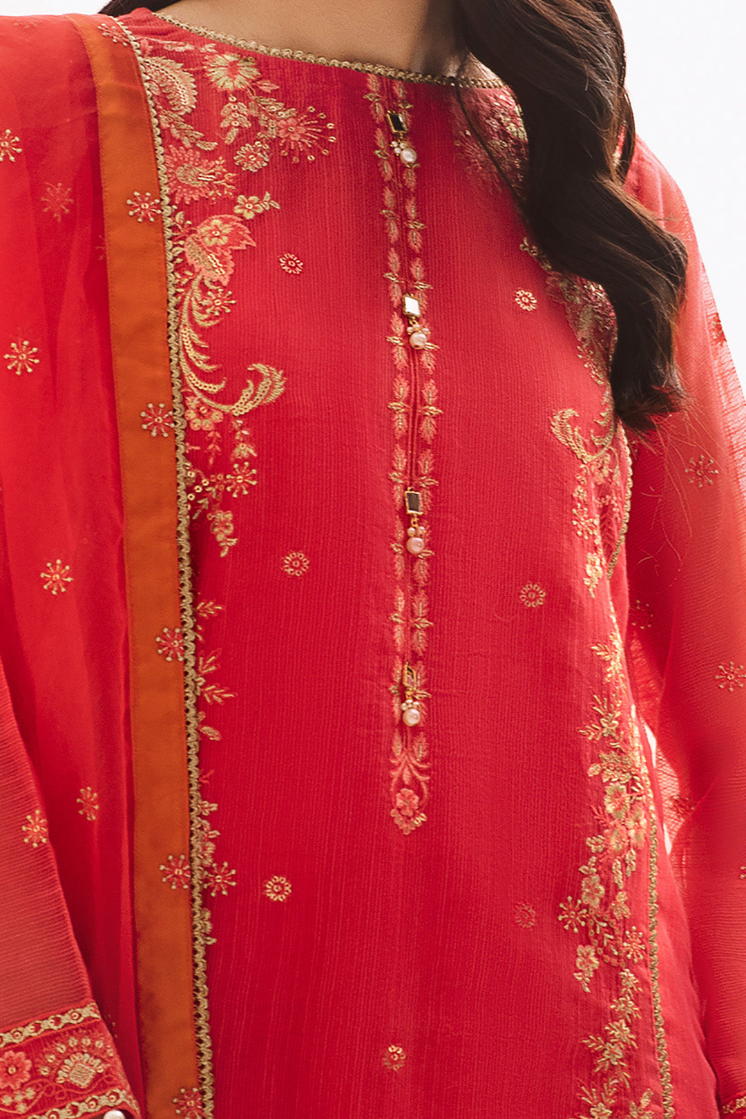 Zellbury | Unstitched 3 Piece Organza | Embroidered Shirt Shalwar Dupatta - 0303