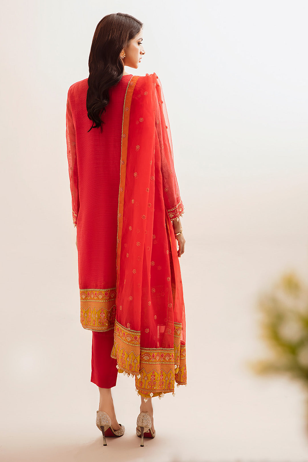 Zellbury | Unstitched 3 Piece Organza | Embroidered Shirt Shalwar Dupatta - 0303