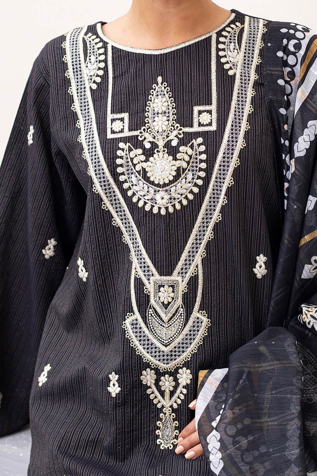Zellbury | Unstitched 3 Piece Lawn | Embroidered Shirt Shalwar Dupatta - 0190