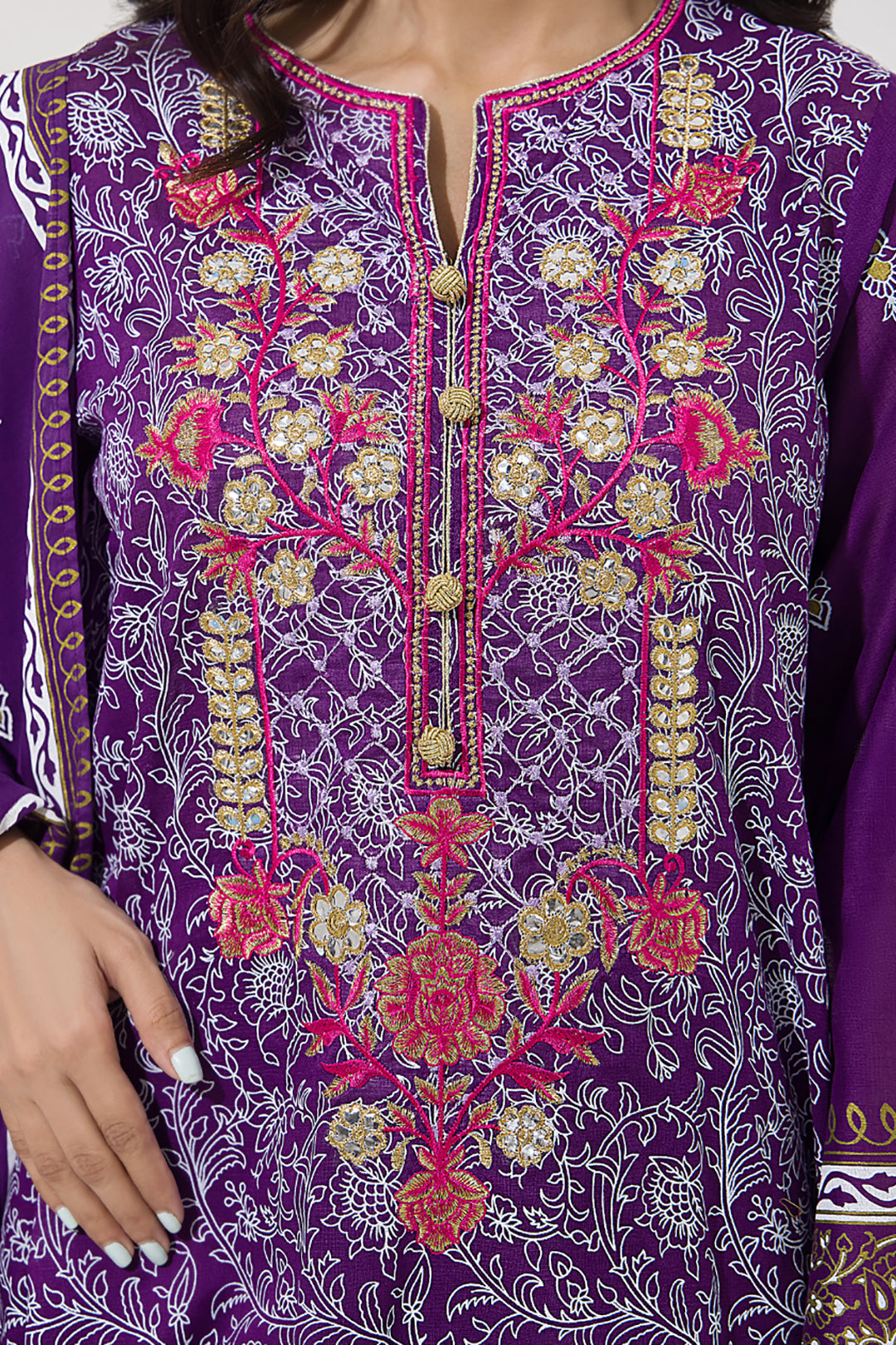 Zellbury | Unstitched 3 Piece Lawn | Embroidered Shirt Shalwar Dupatta - 0196