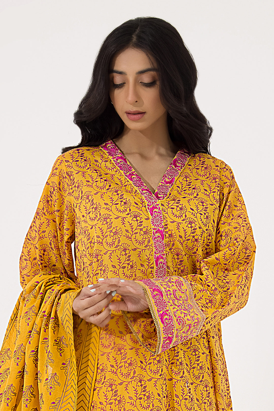 Zellbury | Unstitched 3 Piece Lawn | Embroidered Shirt Shalwar Dupatta - 0199 Default Title