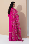 Zellbury | Unstitched 3 Piece Pink | Embroidered Shirt Shalwar Dupatta - 0365