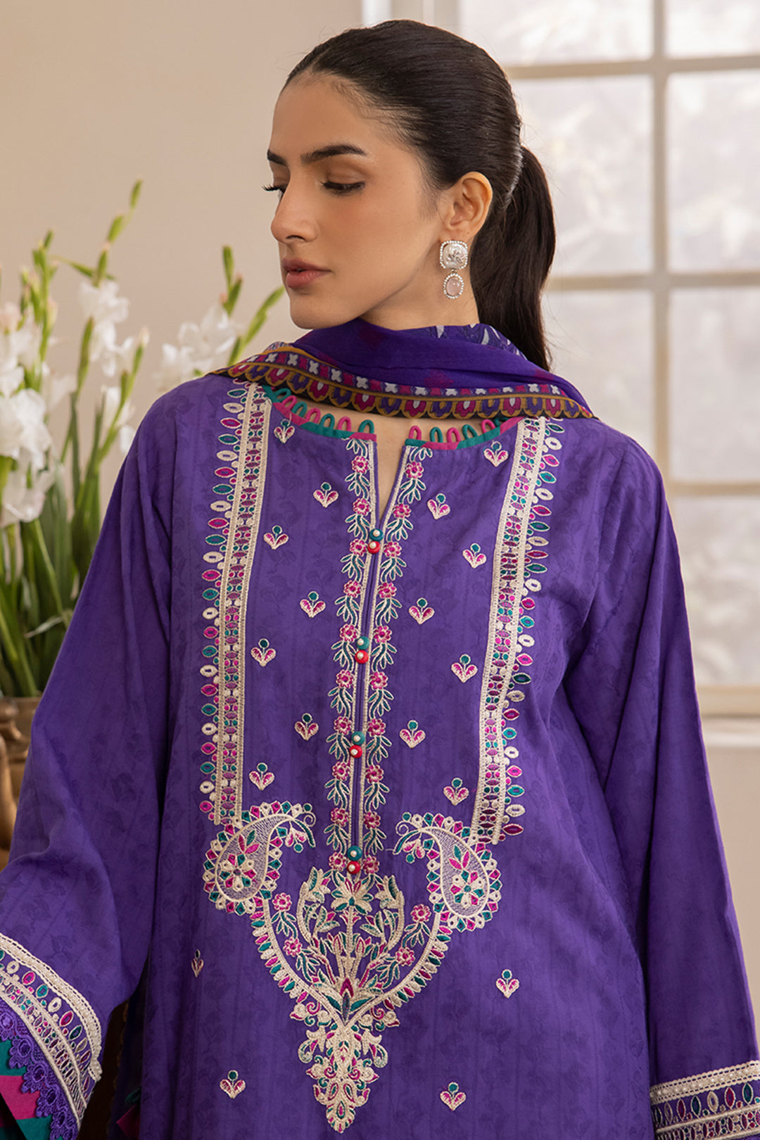 Zellbury | Unstitched 3 Piece Jacquard | Embroidered Shirt Shalwar Dupatta - 1113 Default Title