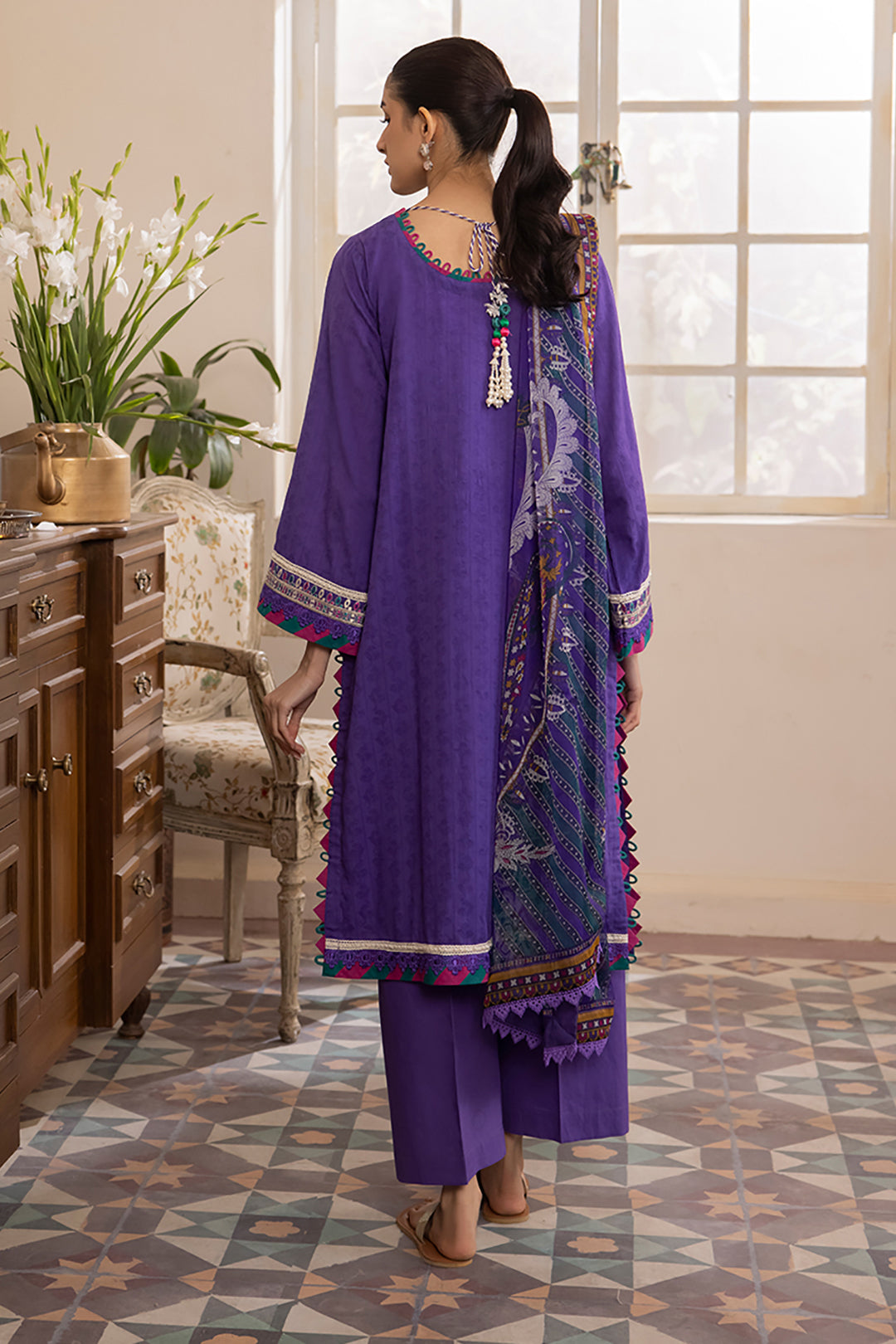 Zellbury | Unstitched 3 Piece Jacquard | Embroidered Shirt Shalwar Dupatta - 1113