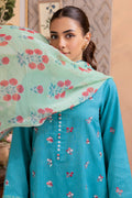 Zellbury | Unstitched 3 Piece Blue | Embroidered Shirt Shalwar Dupatta - 1115 Default Title