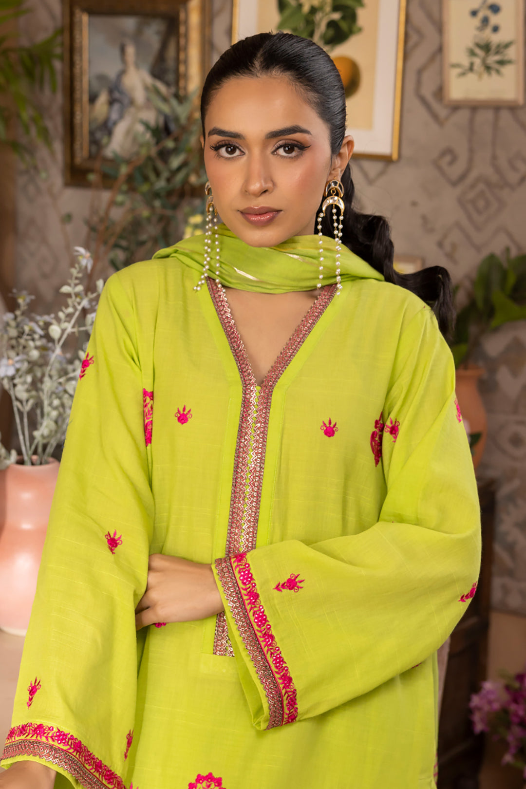 Zellbury | Unstitched 3 Piece Green | Embroidered Shirt Shalwar Dupatta - 1131 Default Title