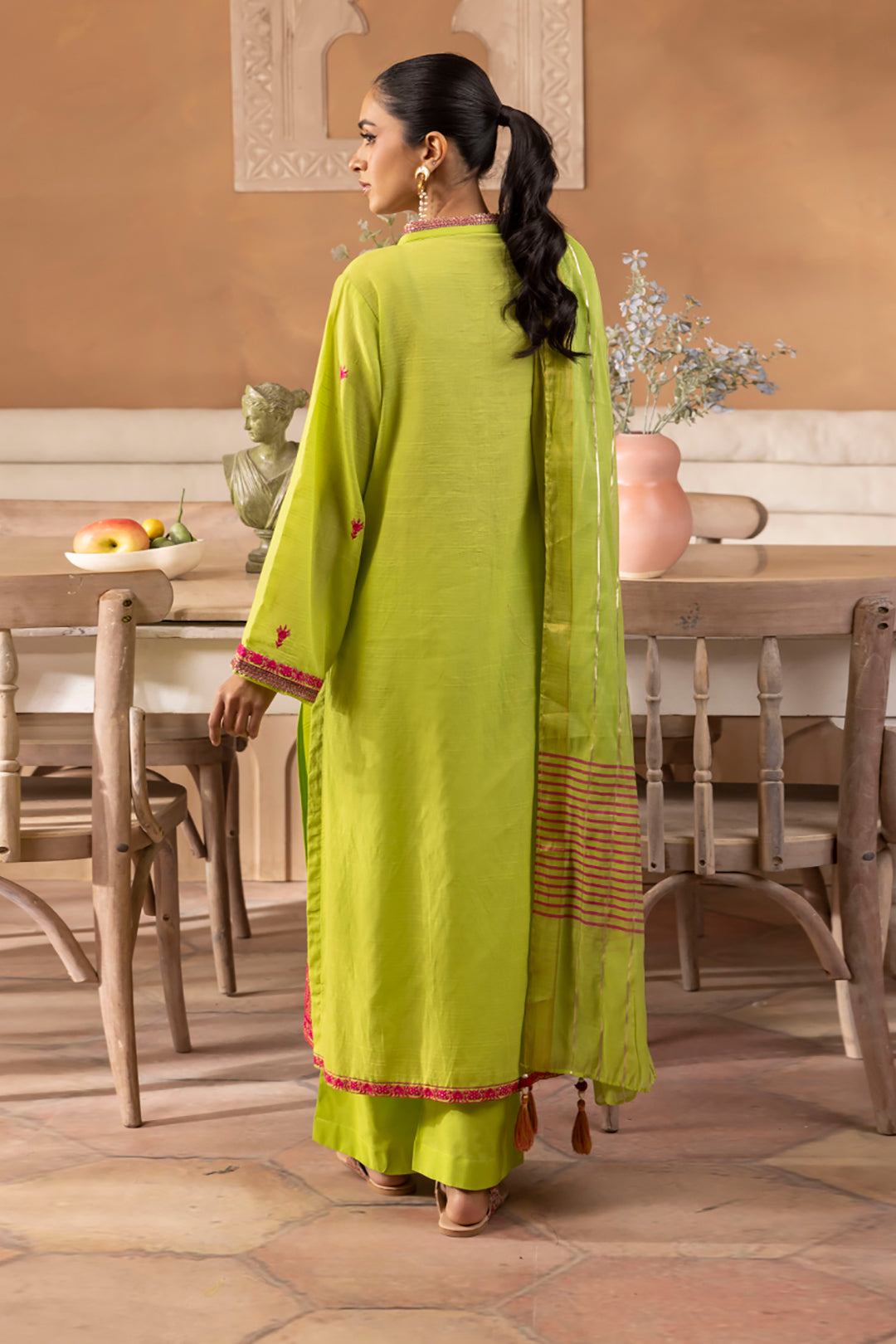 Zellbury | Unstitched 3 Piece Green | Embroidered Shirt Shalwar Dupatta - 1131