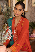 Zellbury | Unstitched 3 Piece Red | Embroidered Shirt Shalwar Dupatta - 1136 Default Title