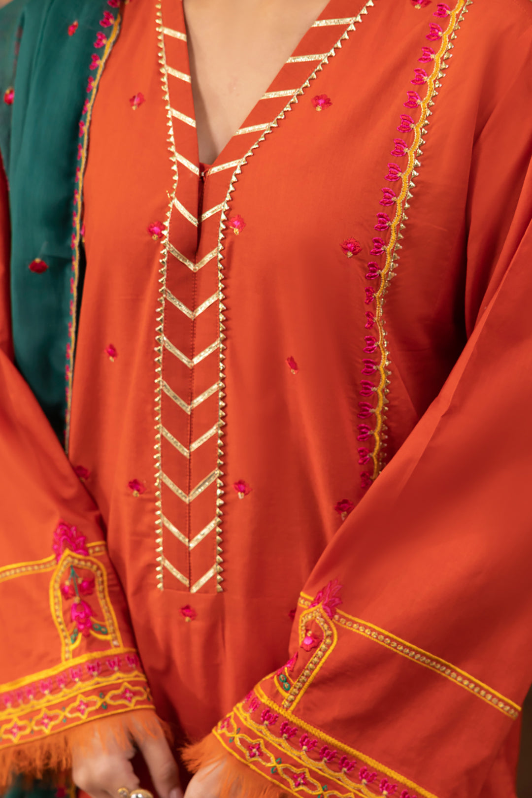 Zellbury | Unstitched 3 Piece Red | Embroidered Shirt Shalwar Dupatta - 1136