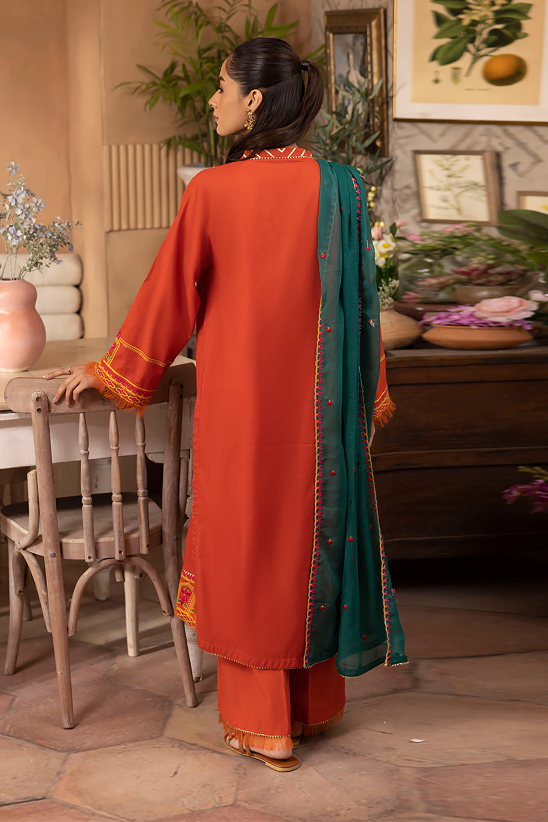 Zellbury | Unstitched 3 Piece Red | Embroidered Shirt Shalwar Dupatta - 1136