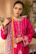 Zellbury | Unstitched 3 Piece Magenta | Embroidered Shirt Shalwar Dupatta - 1145 Default Title