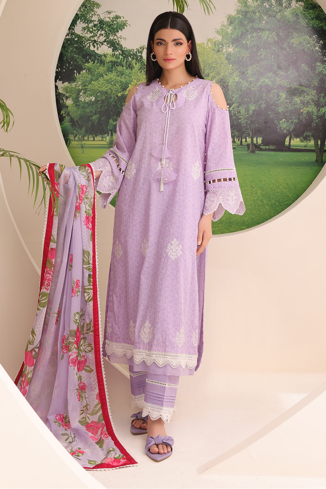 Zellbury | Unstitched 3 Piece Jacquard | Embroidered Shirt Shalwar Dupatta - 1764
