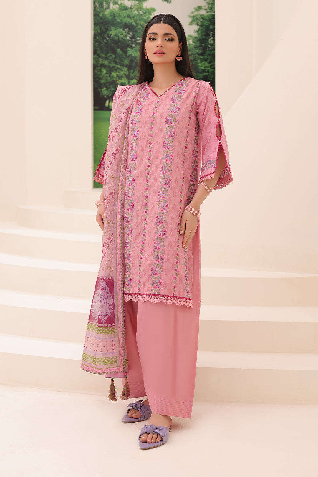 Zellbury | Unstitched 3 Piece Jacquard | Embroidered Shirt Shalwar Dupatta - 1765