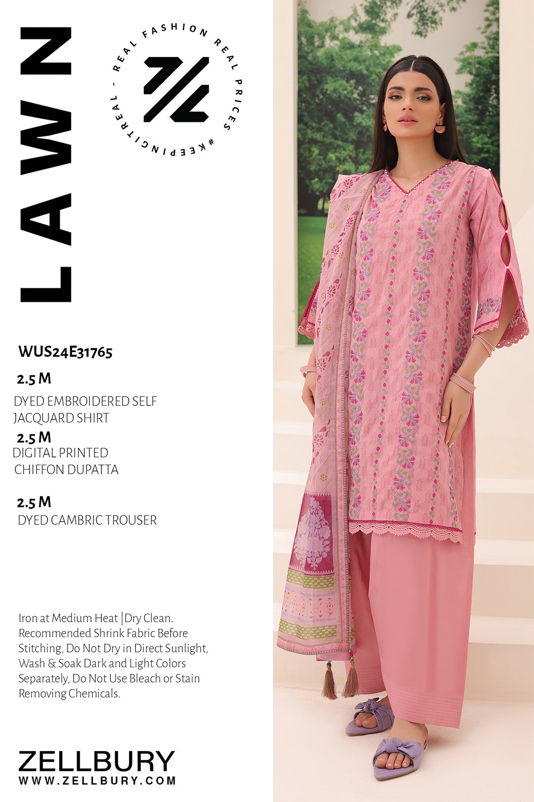 Zellbury | Unstitched 3 Piece Jacquard | Embroidered Shirt Shalwar Dupatta - 1765
