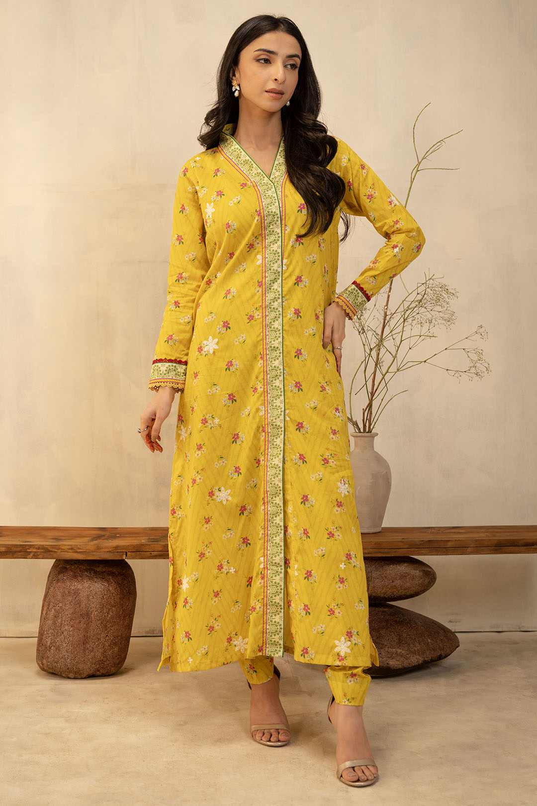 Zellbury | Unstitched 2 Piece Lawn | Embroidered Shirt Shalwar - 0098