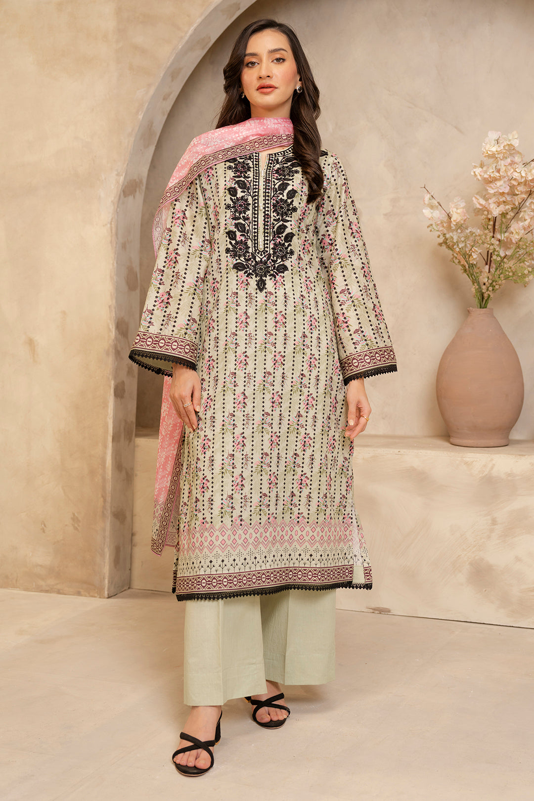 Zellbury | Unstitched 2 Piece Lawn | Embroidered Shirt Dupatta - 0103