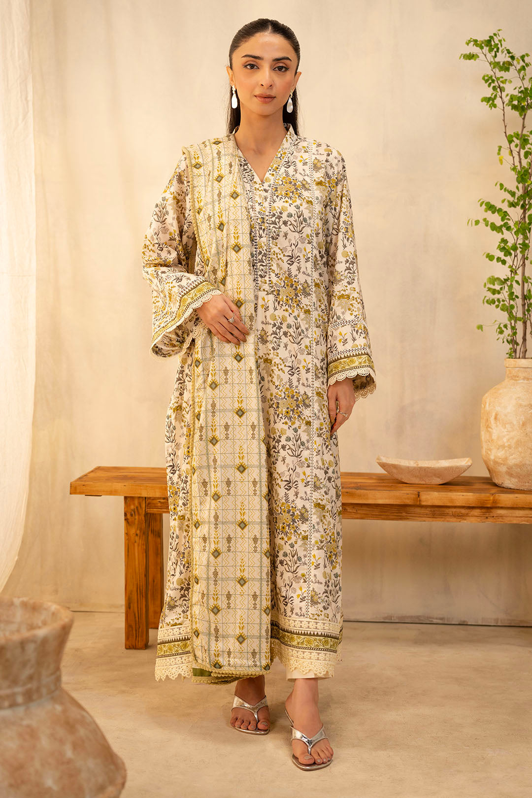 Zellbury | Unstitched 2 Piece Lawn | Shirt Dupatta - 0085