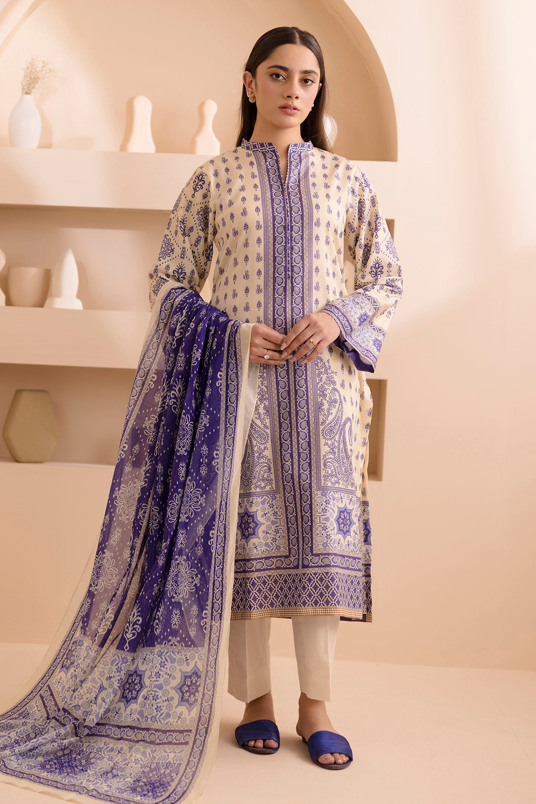 Zellbury | Unstitched 2 Piece Lawn | Shirt Dupatta - 0158