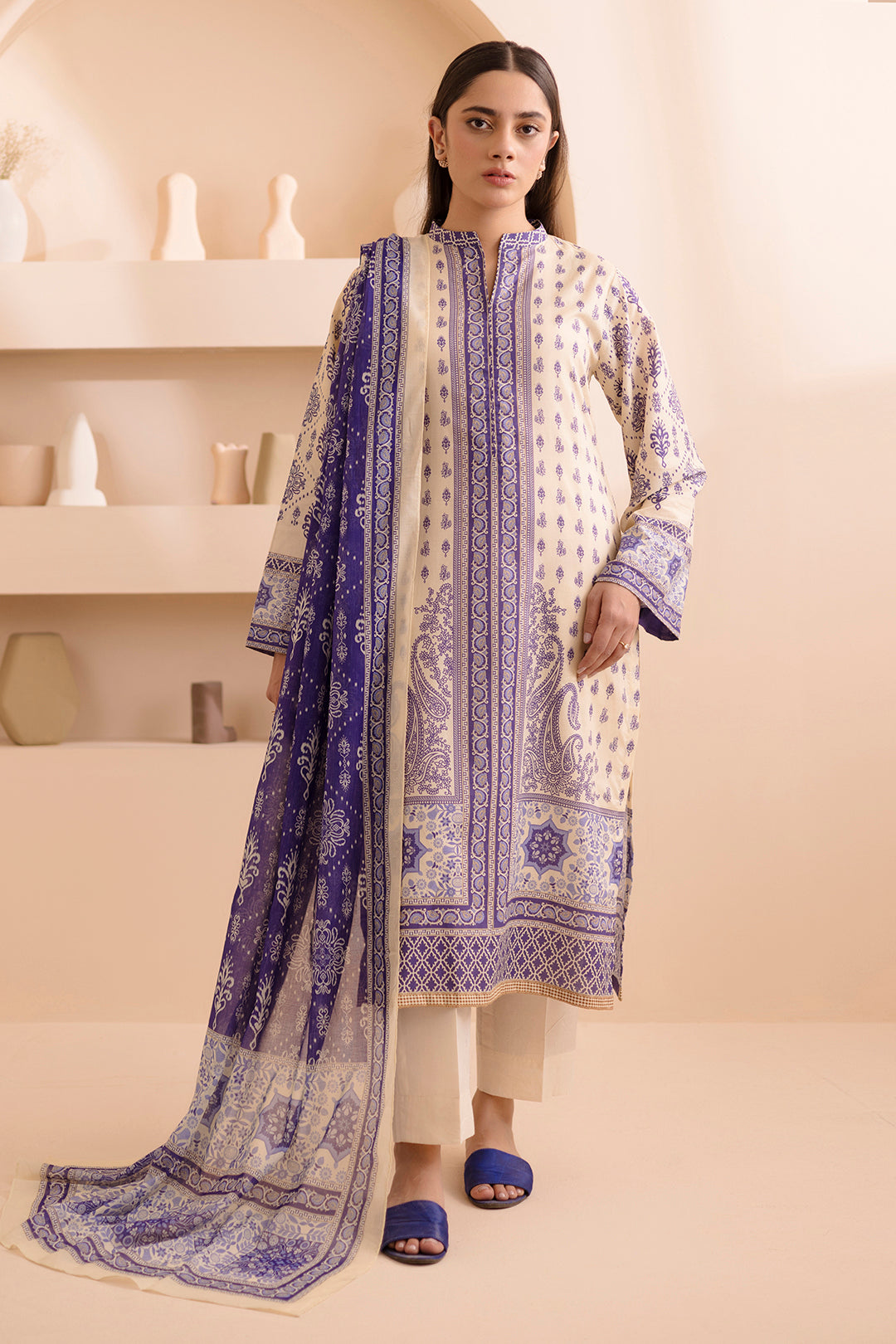 Zellbury | Unstitched 2 Piece Lawn | Shirt Dupatta - 0158