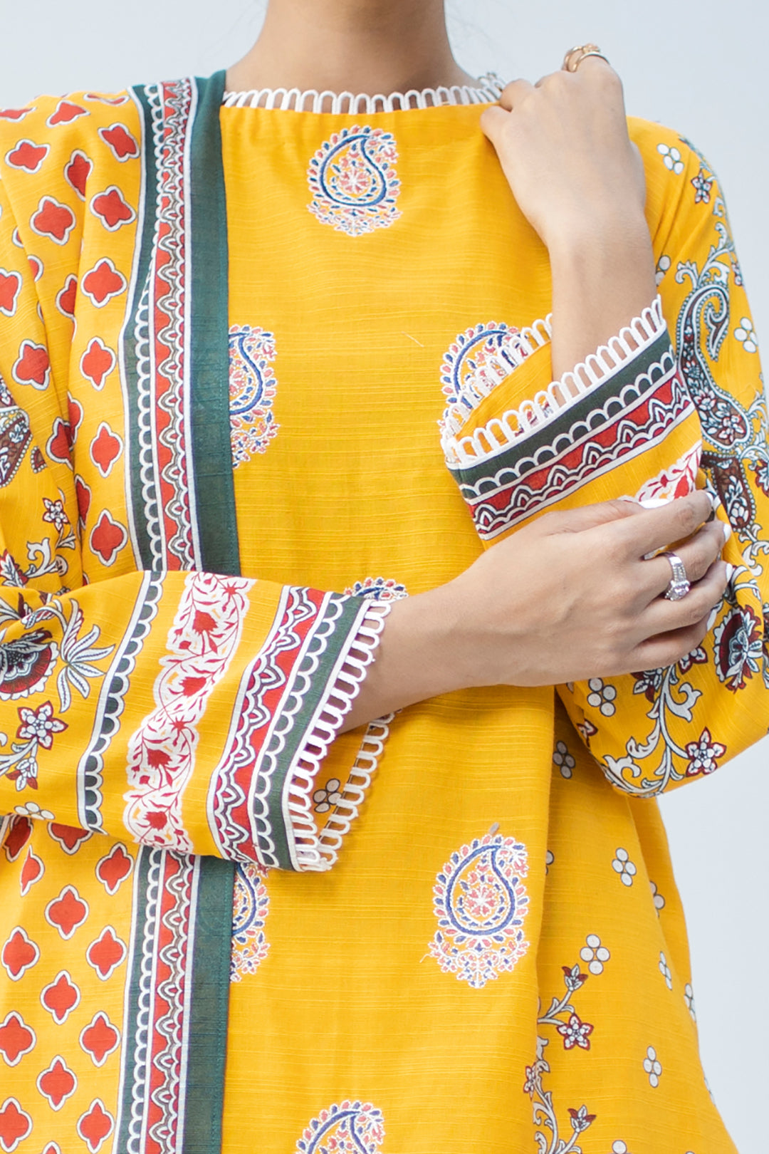 Zellbury | Unstitched 3 Piece Khaddar | Embroidered Shirt Dupatta - 0799
