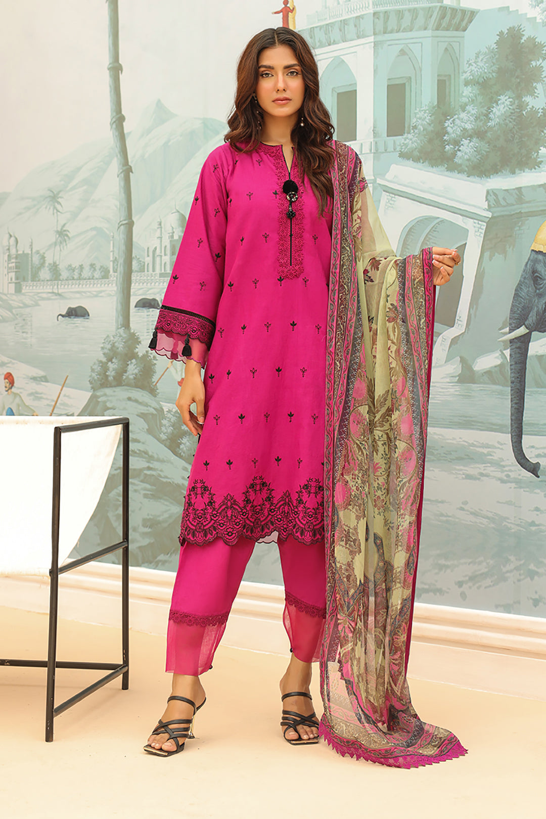 Zellbury | Unstitched 3 Piece Khaddar | Embroidered Shirt Shalwar Dupatta - 0772