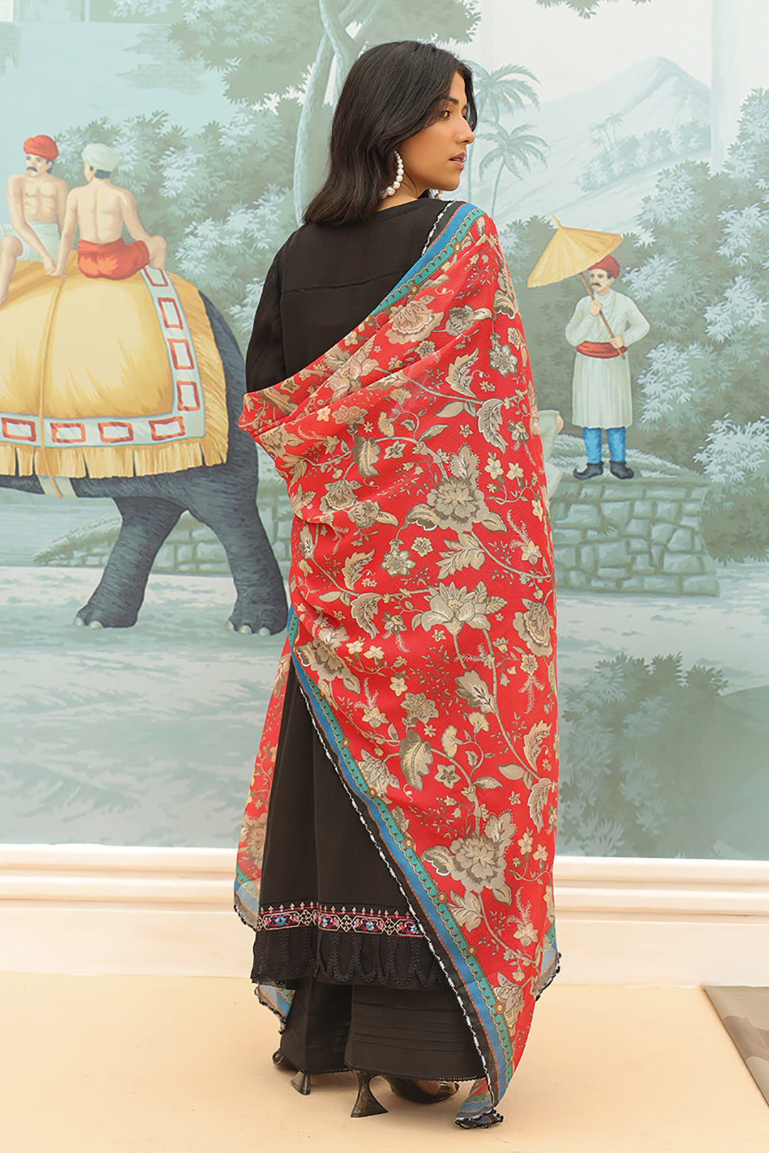 Zellbury | Unstitched 3 Piece Khaddar | Embroidered Shirt Shalwar Dupatta - 0776