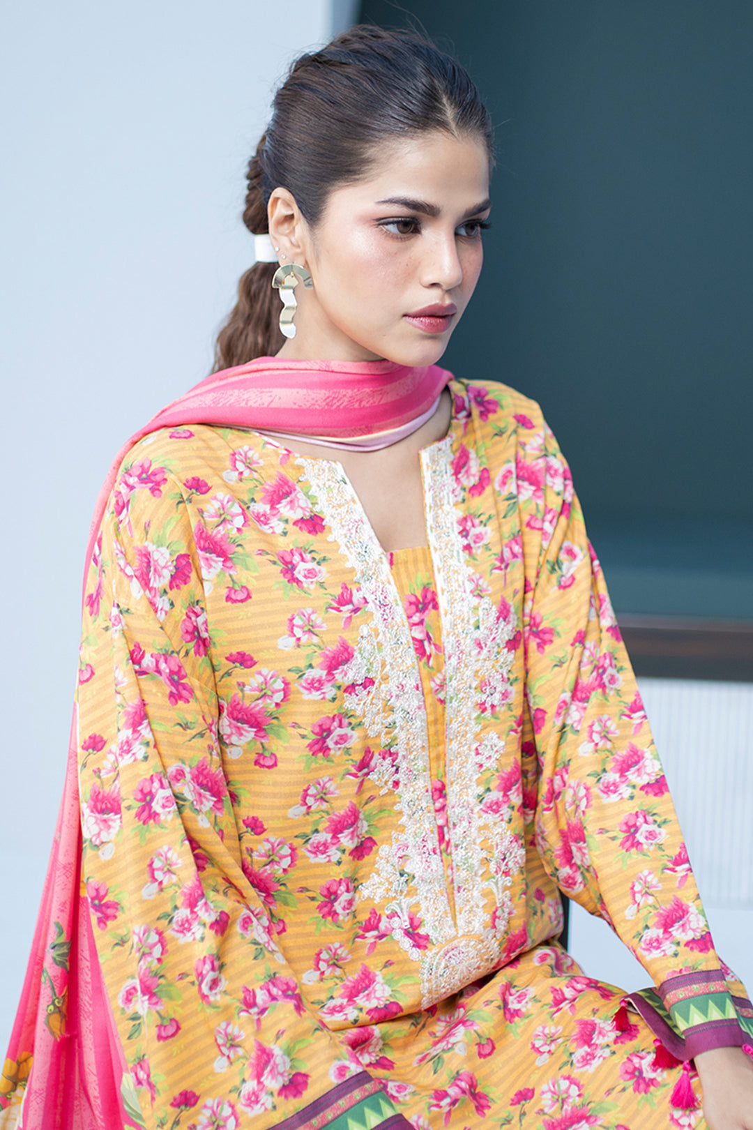 Zellbury | Unstitched 3 Piece Viscose | Embroidered Shirt Shalwar Dupatta - 0837 Default Title