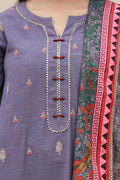 Zellbury | Unstitched 3 Piece Khaddar | Embroidered Shirt Shalwar Dupatta - 0846