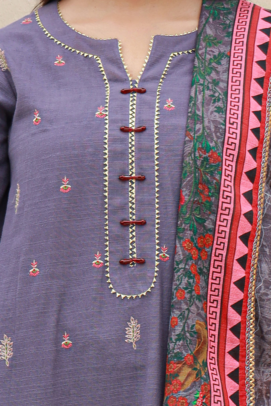 Zellbury | Unstitched 3 Piece Khaddar | Embroidered Shirt Shalwar Dupatta - 0846