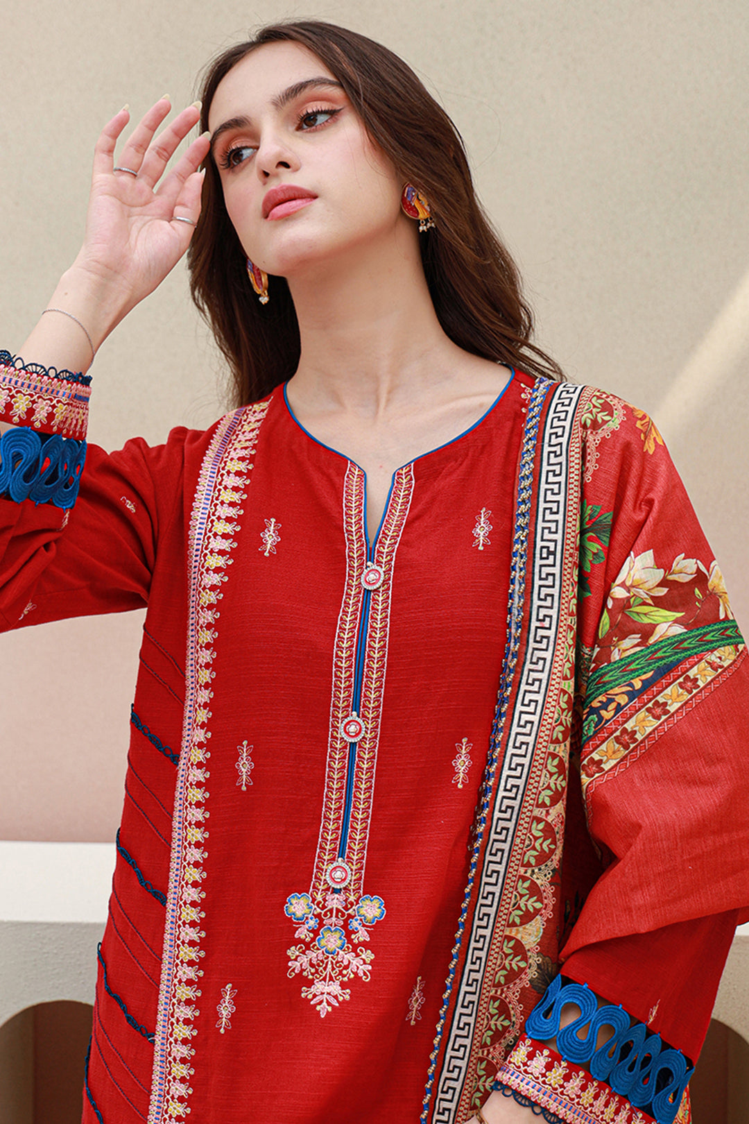 Zellbury | Unstitched 3 Piece Khaddar | Embroidered Shirt Shalwar Dupatta - 0848 Default Title