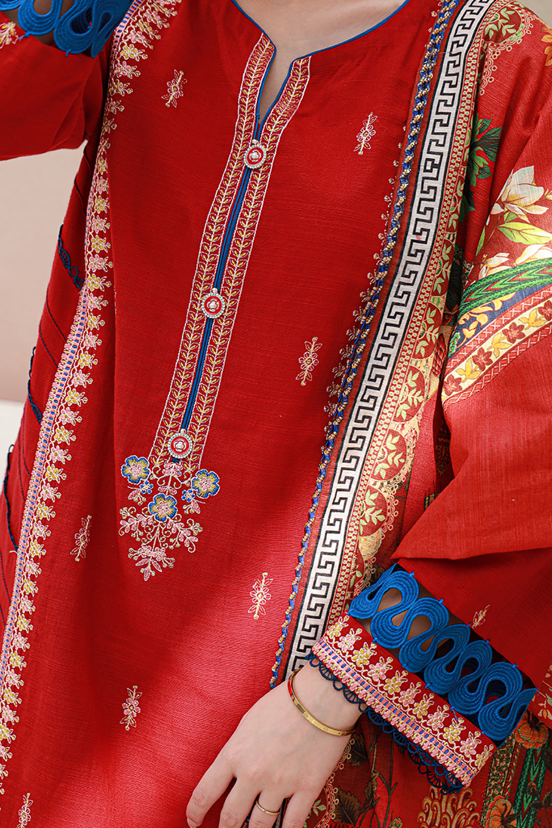 Zellbury | Unstitched 3 Piece Khaddar | Embroidered Shirt Shalwar Dupatta - 0848
