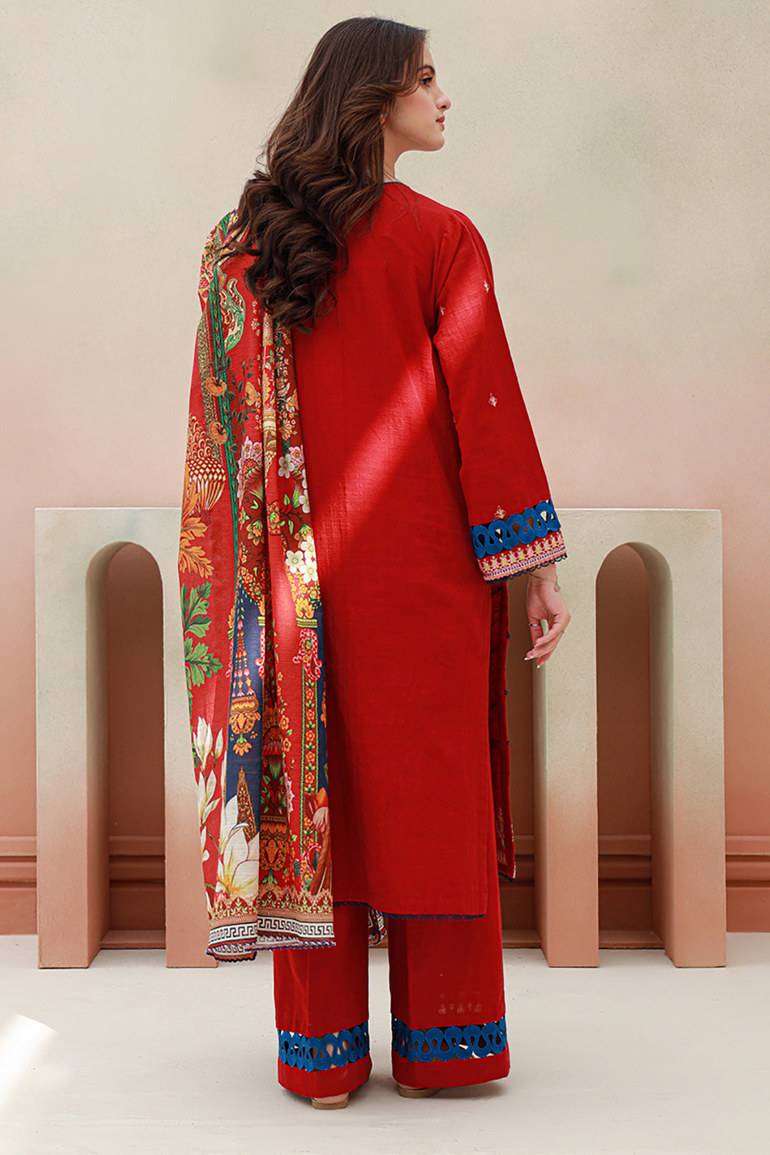 Zellbury | Unstitched 3 Piece Khaddar | Embroidered Shirt Shalwar Dupatta - 0848