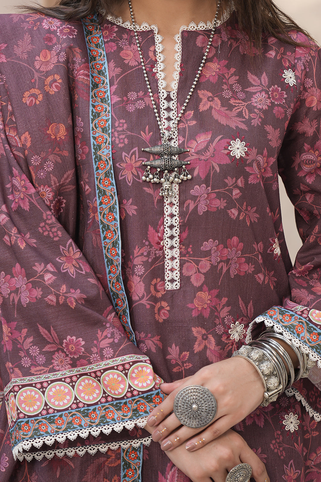 Zellbury | Unstitched 3 Piece Khaddar | Embroidered Shirt Shalwar Dupatta - 0402