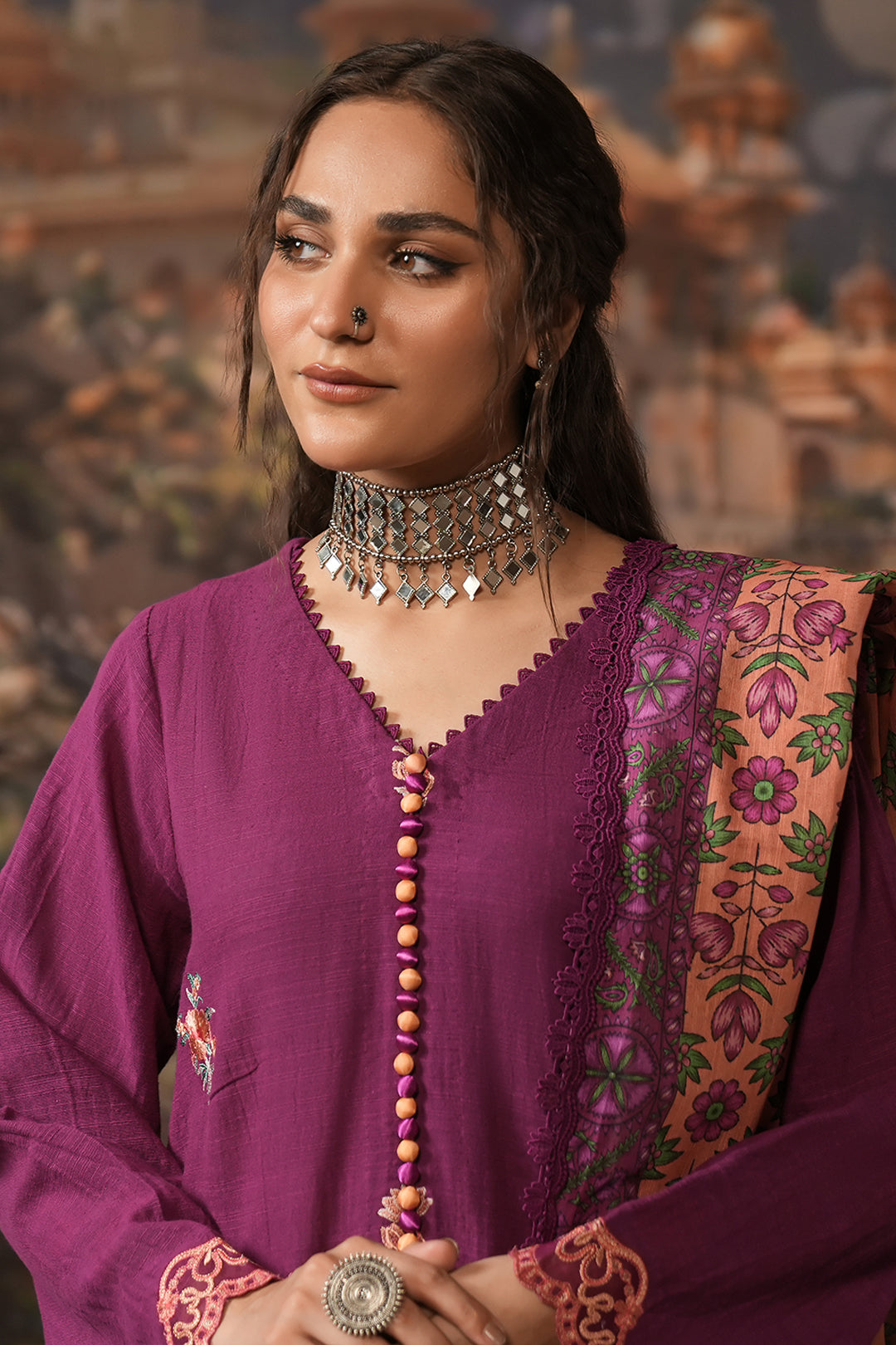 Zellbury | Unstitched 3 Piece Khaddar | Embroidered Shirt Shalwar Dupatta - 0487 Default Title