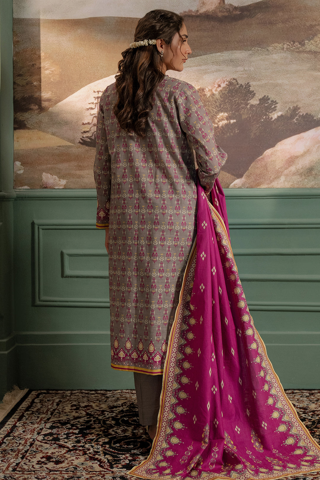 Zellbury | Unstitched 2 Piece Khaddar | Shirt Dupatta - 0332