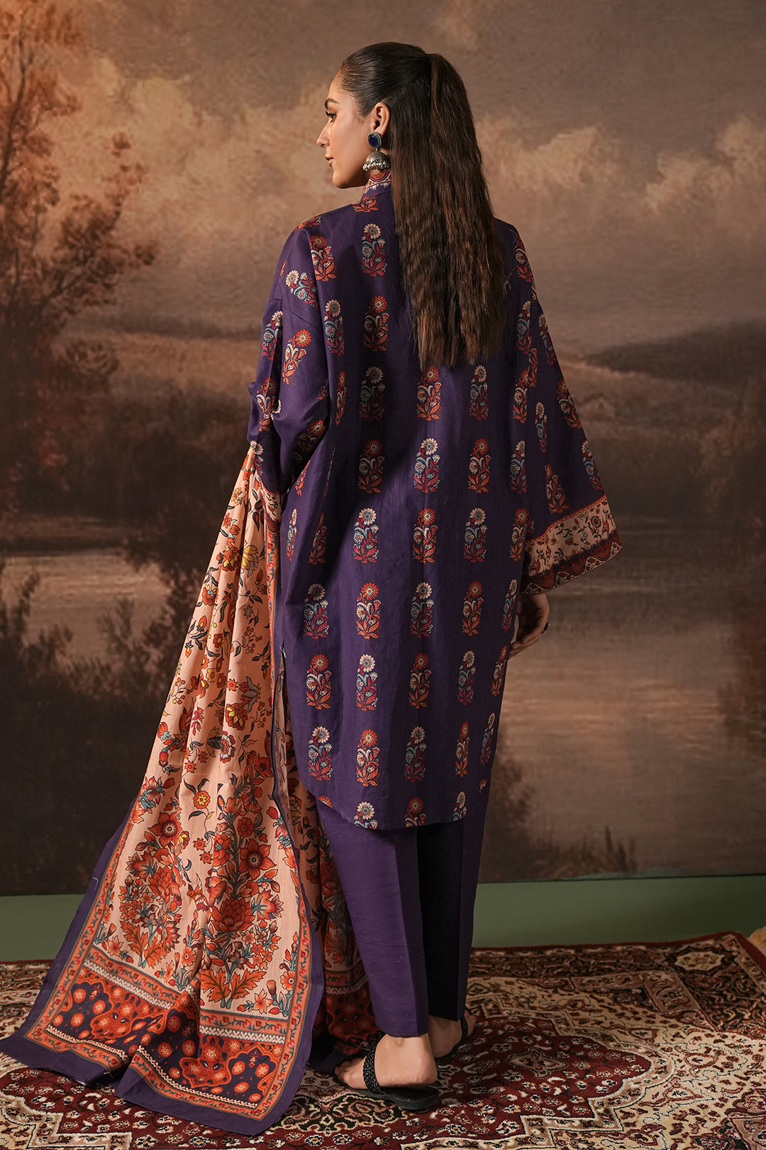 Zellbury | Unstitched 3 Piece Khaddar | Shirt Shalwar Dupatta - 0372