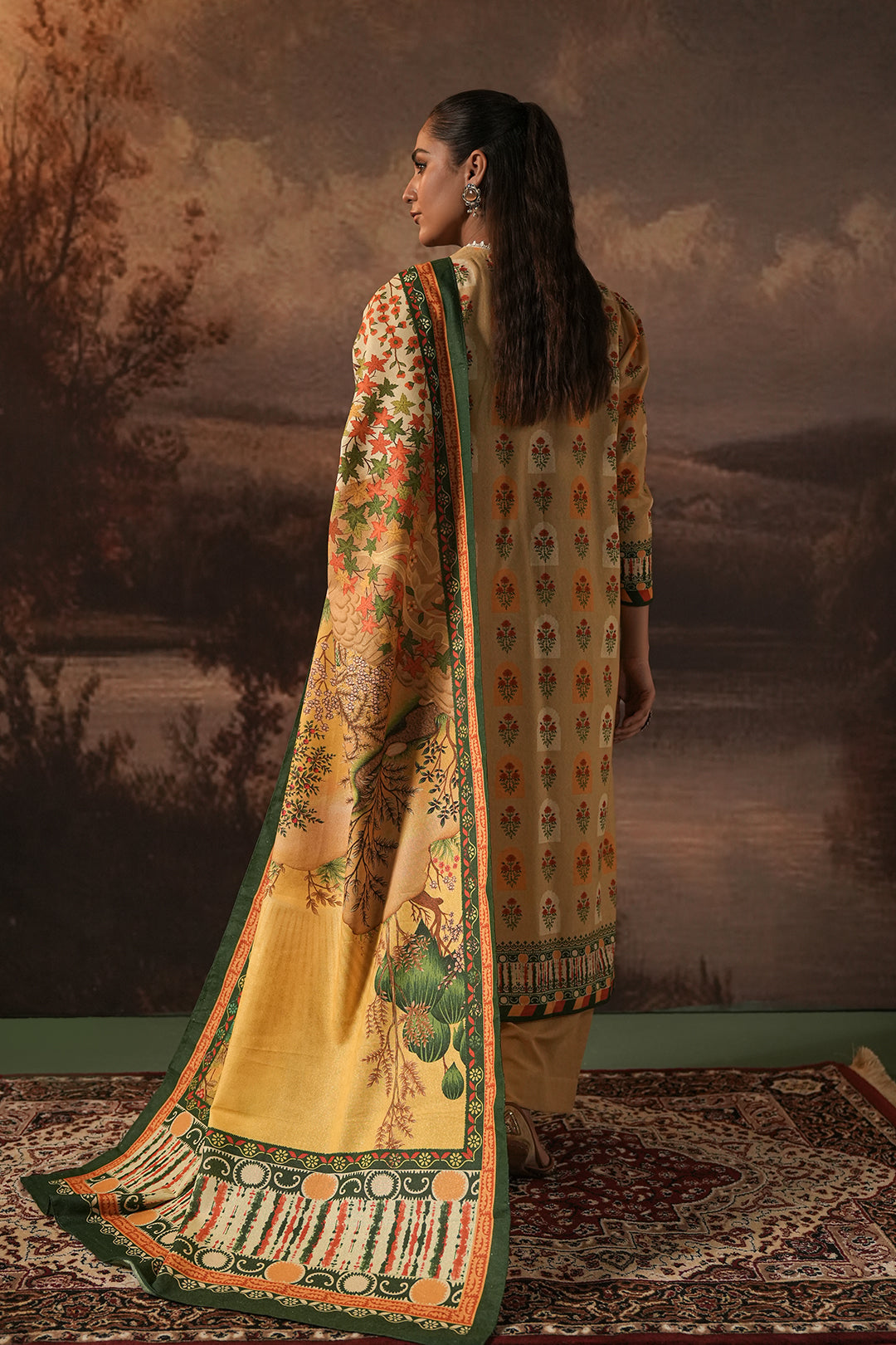 Zellbury | Unstitched 3 Piece Karandi | Shirt Shalwar Dupatta - 0379