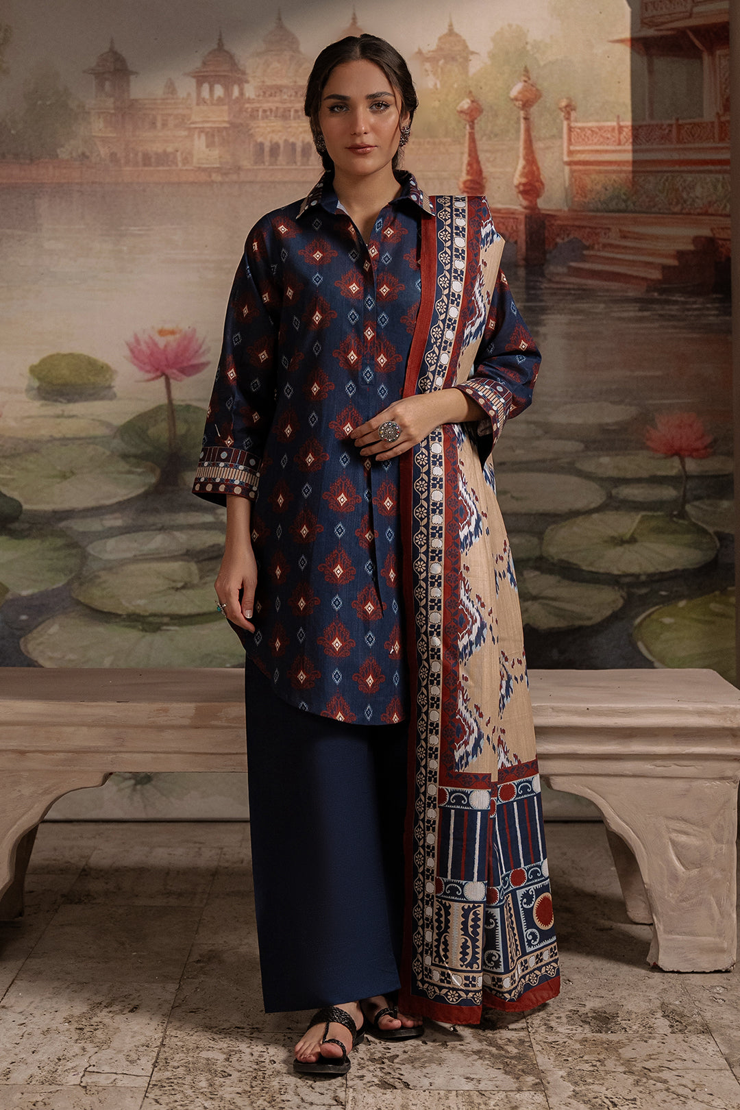 Zellbury | Unstitched 3 Piece Khaddar | Shirt Shalwar Dupatta - 0387