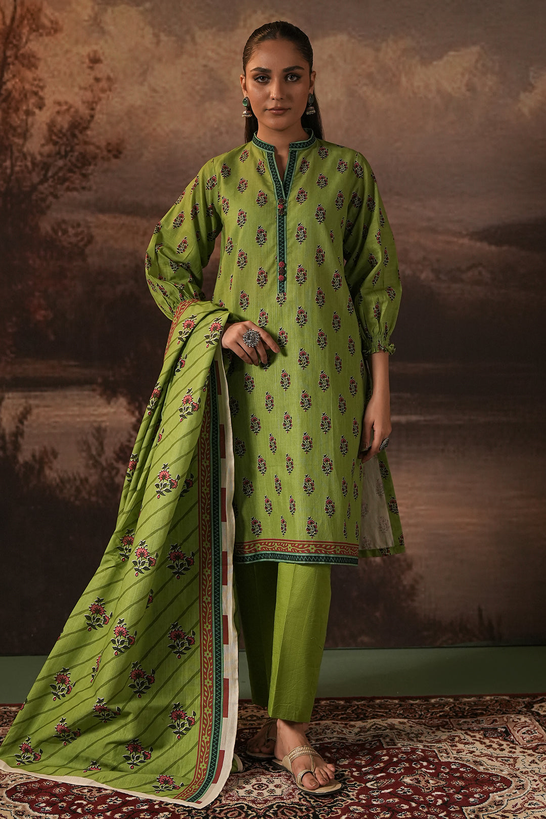 Zellbury | Unstitched 3 Piece Khaddar | Shirt Shalwar Dupatta - 0388