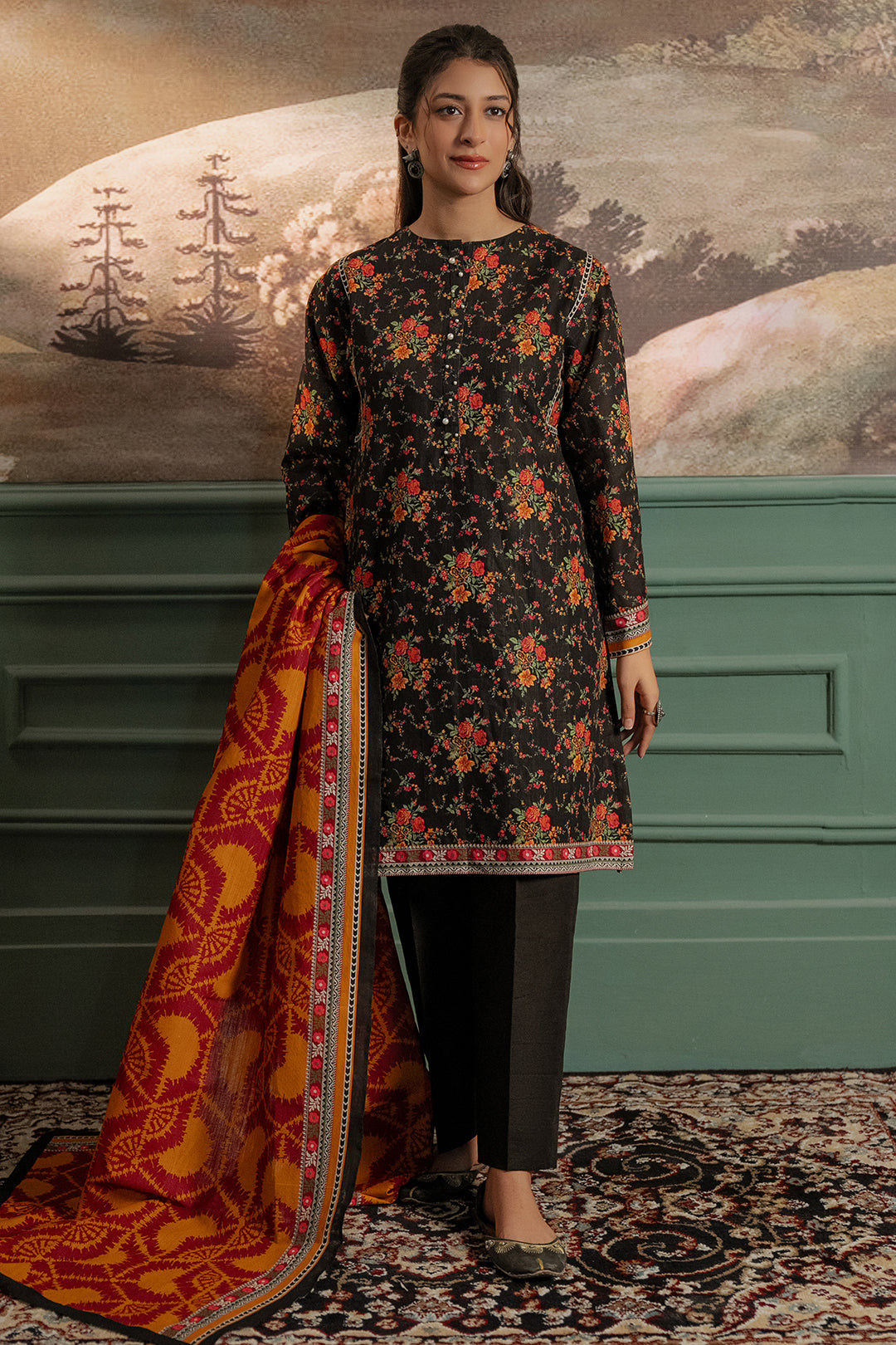 Zellbury | Unstitched 3 Piece Khaddar | Shirt Shalwar Dupatta - 0447