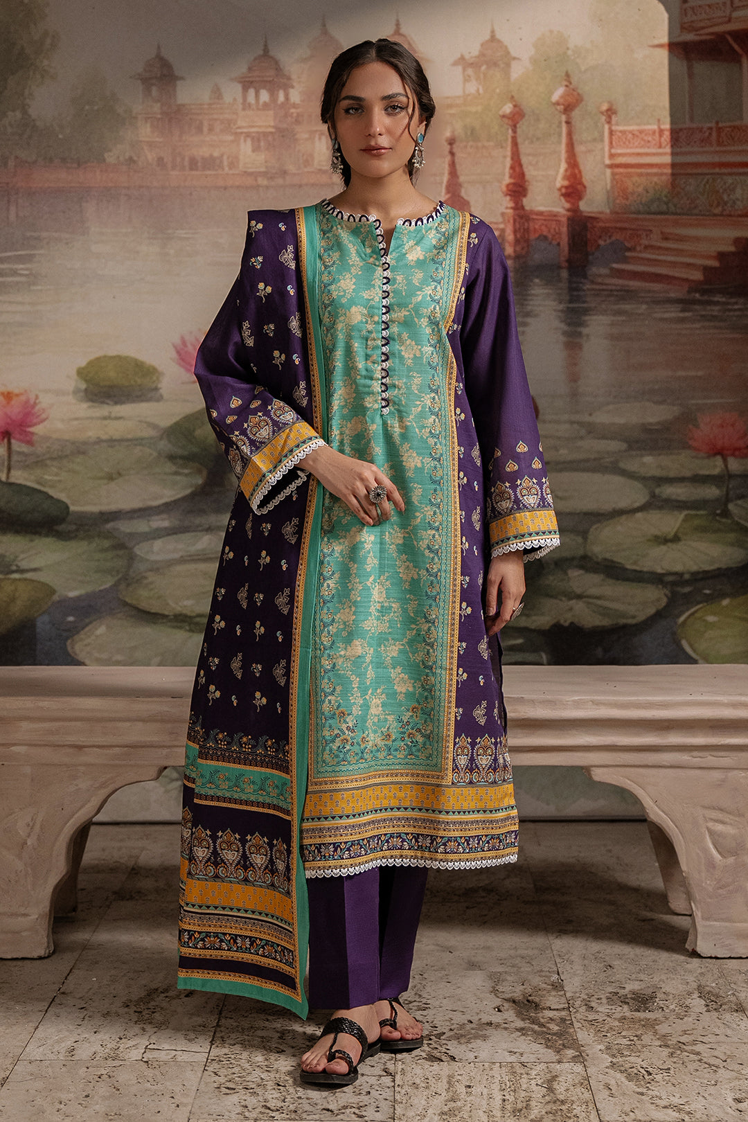 Zellbury | Unstitched 3 Piece Khaddar | Shirt Shalwar Dupatta - 0455