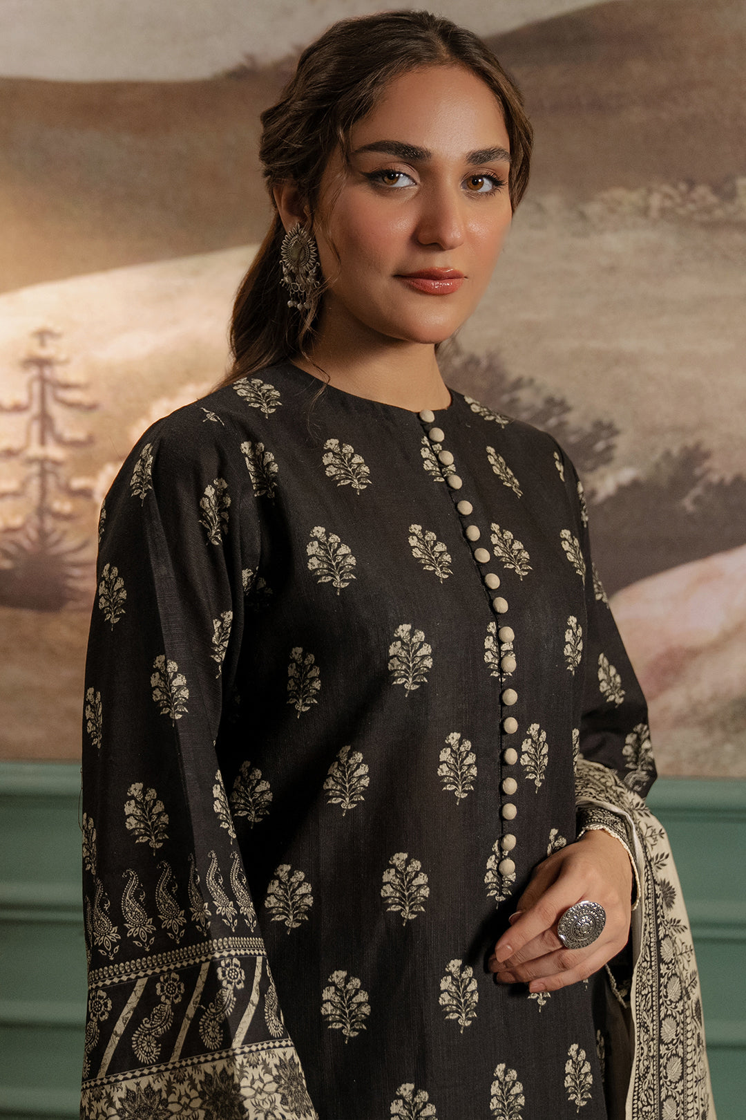 Zellbury | Unstitched 3 Piece Khaddar | Shirt Shalwar Dupatta - 0461 Default Title