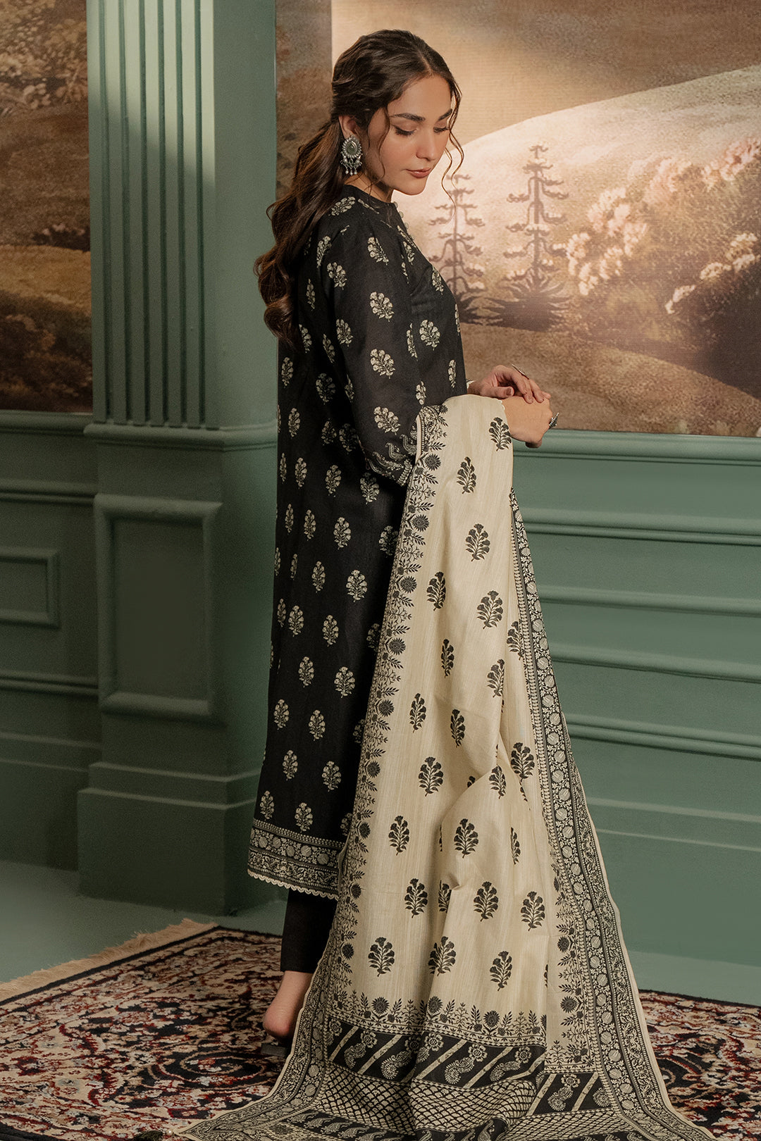 Zellbury | Unstitched 3 Piece Khaddar | Shirt Shalwar Dupatta - 0461