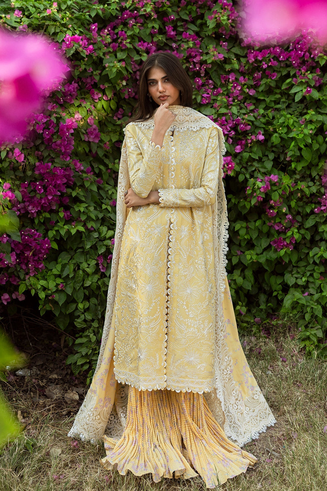 Afrozeh | Mulaqaat Lawn | Taqdeer XS Lemon Yellow Lawn